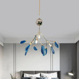 Blue Bedroom with Agate Decor Modern Chandelier - Clowas