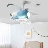 Blue Helicopter Modern Ceiling Fan With Light - Clowas