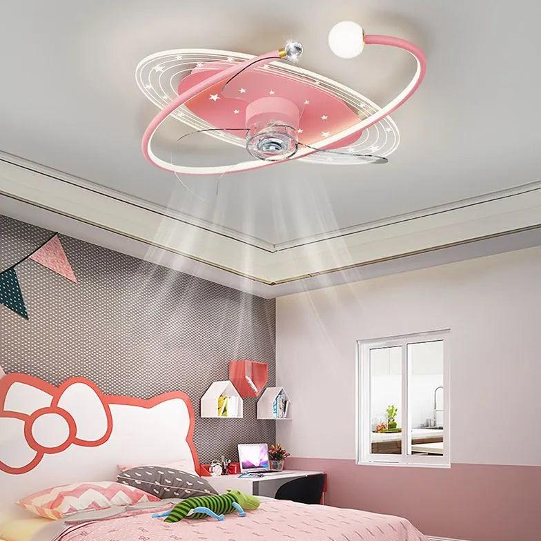 Blue Starry Sky Bedroom Ceiling Fan With Light - Clowas