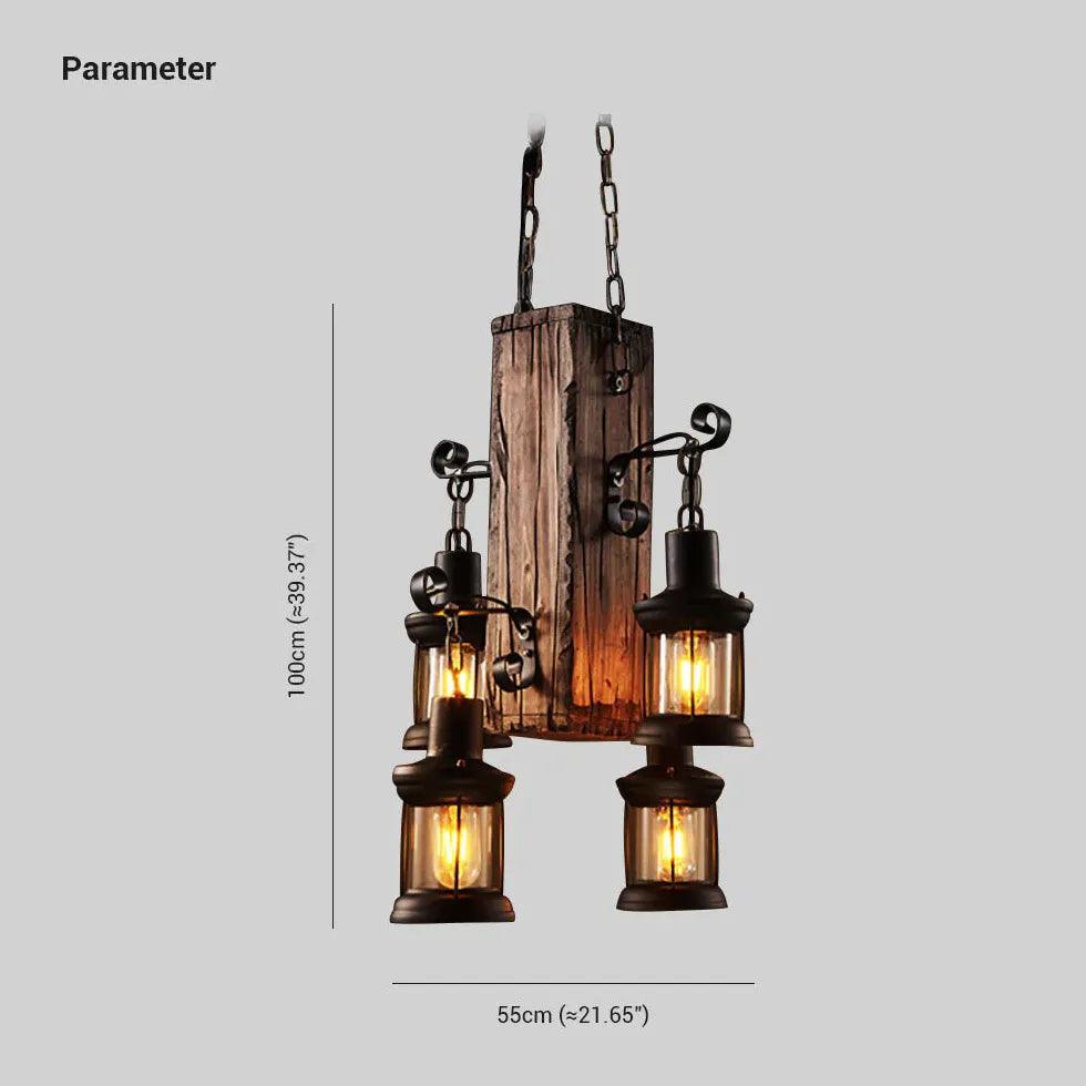 Boat-Shaped Wooden Vintage Candle-Style Pendant Light - Clowas