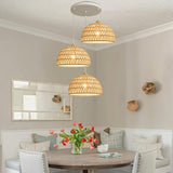 Rattan Woven Round Lampshade Vintage Pendant Light - Clowas