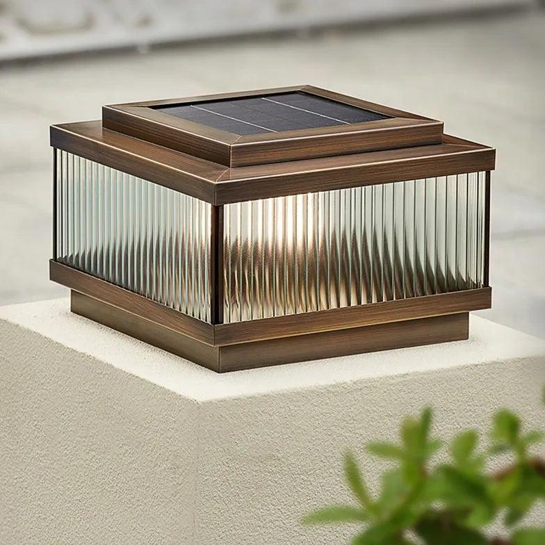 Brown Glass Solar Outdoor Pillar Lights - Clowas