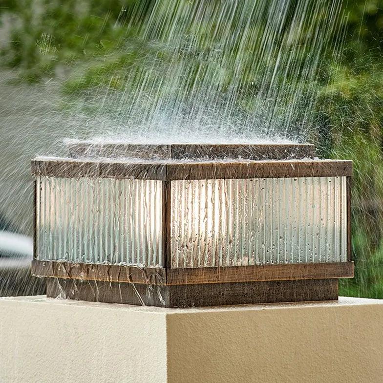 Brown Glass Solar Outdoor Pillar Lights - Clowas