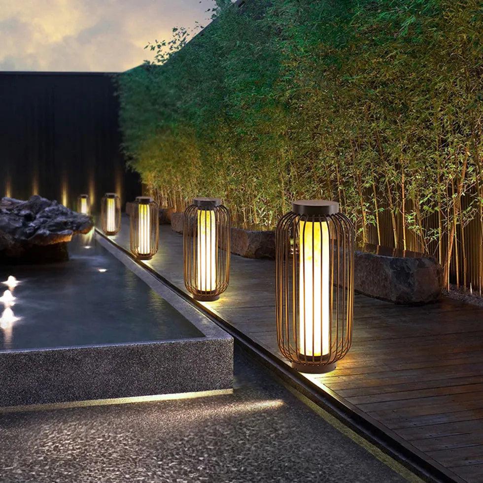 Brown Lantern Cylinder Outdoor Floor lamps - Clowas