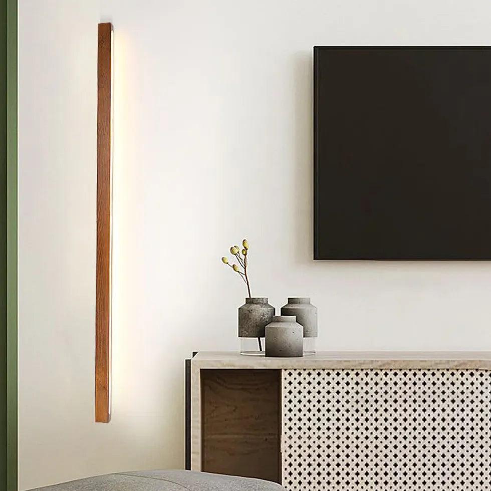 Minimalist Wooden Linear White Wall Light