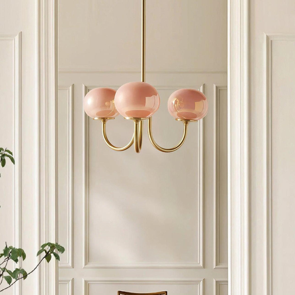 Vintage Glass Pink Chandelier Light for Dining Room