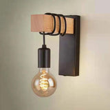 Bulb Wooden Base Industrial Wall Lights - Clowas