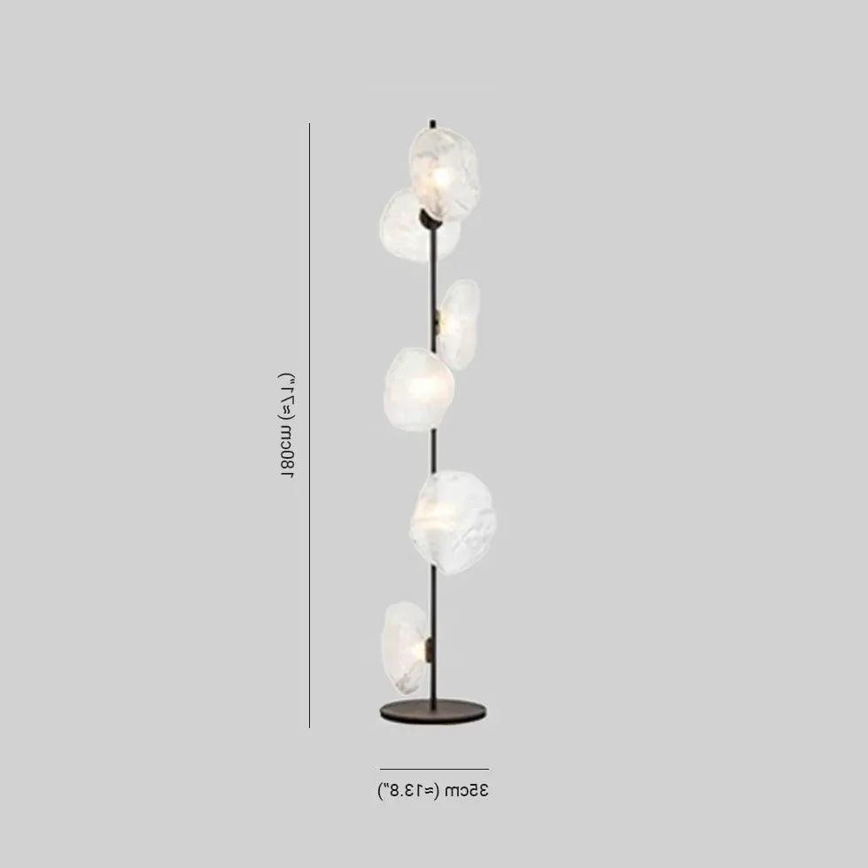 Multi-Head Transparent Glass Straight Pole Floor Lamp - Clowas