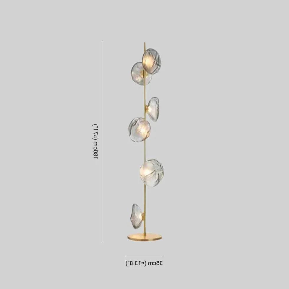 Multi-Head Transparent Glass Straight Pole Floor Lamp - Clowas