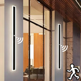 Outdoor Long Wall Light Motion Sensor Waterproof Black for Garage