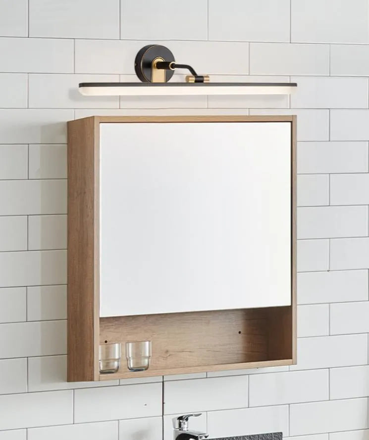 Mid Century Linear Bathroom Wall Light Brass Waterproof