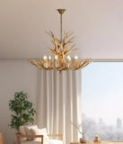 Antler Chandelier Rustic Wood With Anti Glare Lighting For Living Rooms