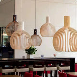 Nordic Timber Pendant Light Dimmable LED For Dining Rooms