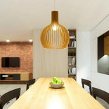 Nordic Timber Pendant Light Dimmable LED For Dining Rooms