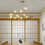 Rustic Branch Chandelier Glass Metal Living Room, Anti-Glare