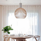 Nordic Timber Pendant Light Dimmable LED For Dining Rooms
