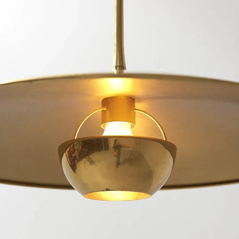 Gold Metal Disc-Shaped Vintage Pendant Light - Clowas
