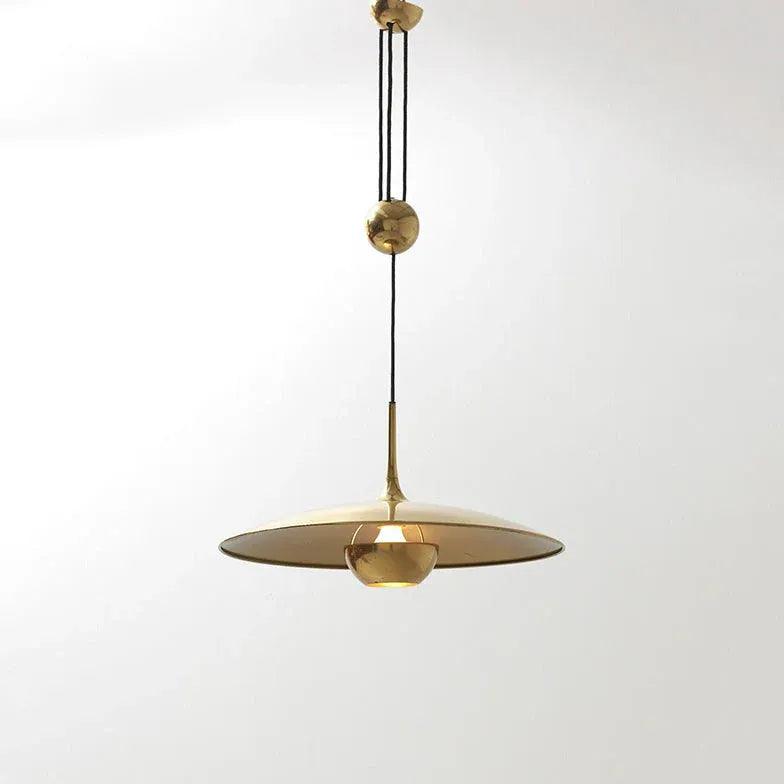Gold Metal Disc-Shaped Vintage Pendant Light - Clowas