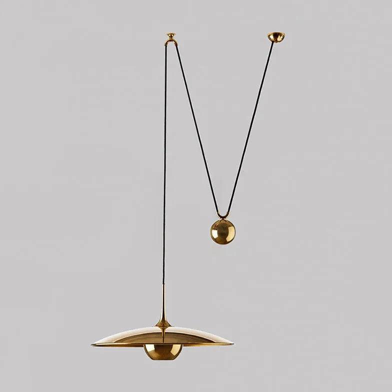Gold Metal Disc-Shaped Vintage Pendant Light - Clowas