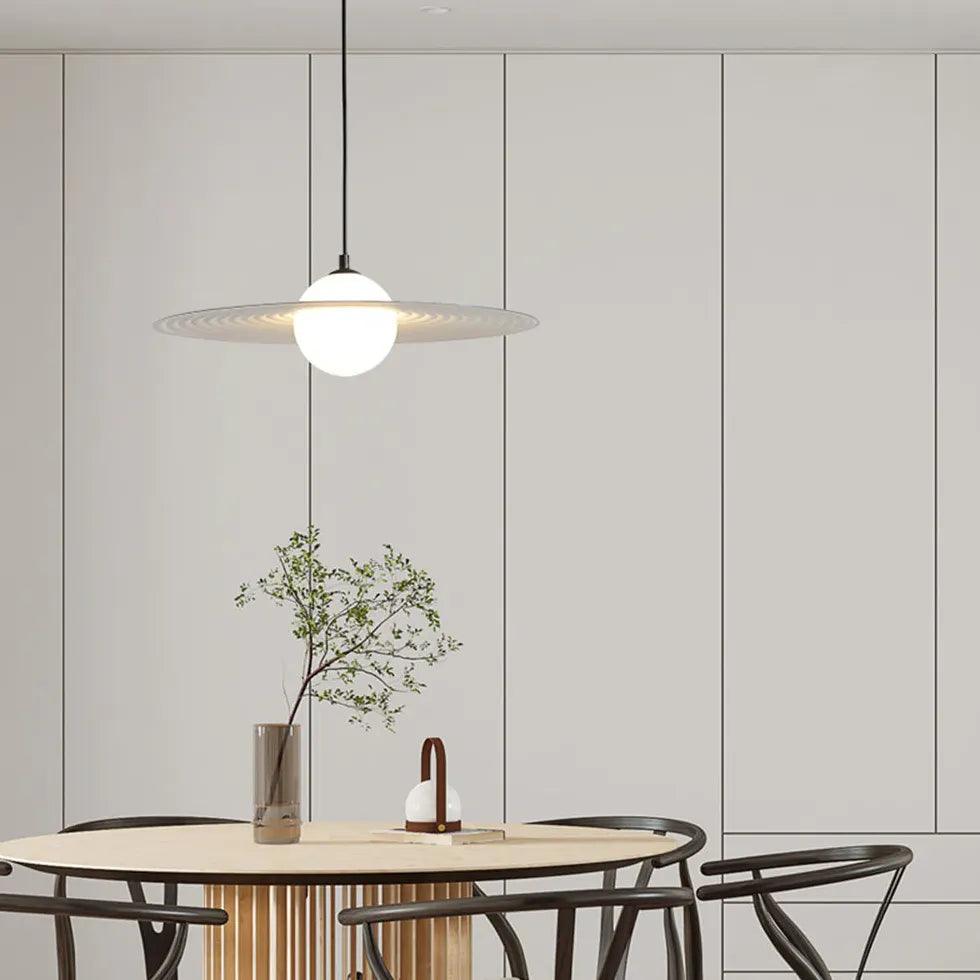 Flat Ring-shaped Lampshade White Dining Room Pendant Light - Clowas