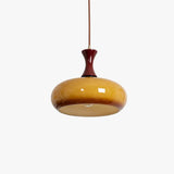 Flat Spherical Brown Glass Vintage Pendant Light - Clowas