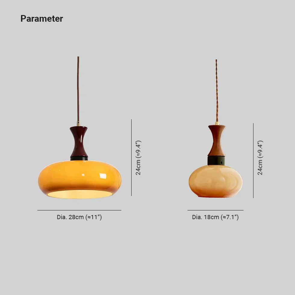 Flat Spherical Brown Glass Vintage Pendant Light - Clowas