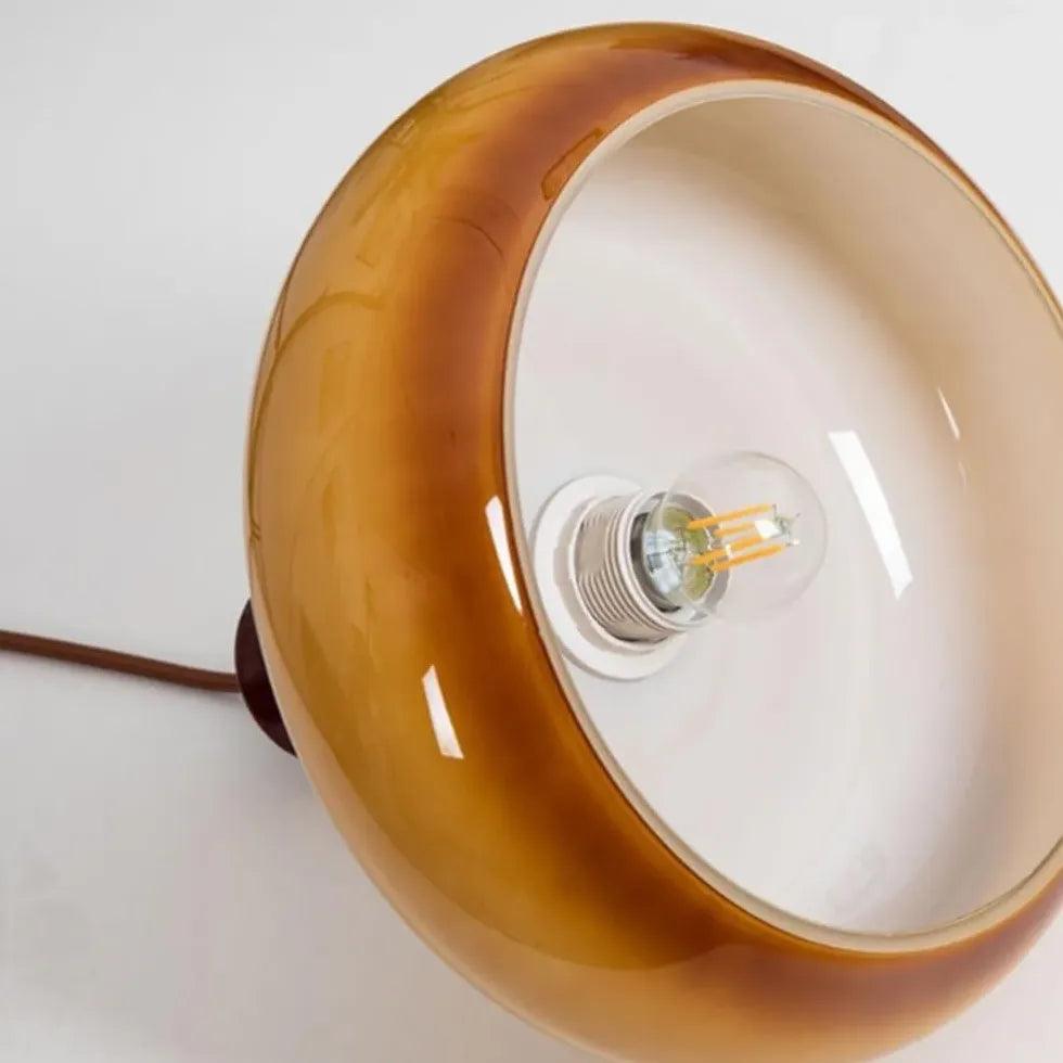 Flat Spherical Brown Glass Vintage Pendant Light - Clowas