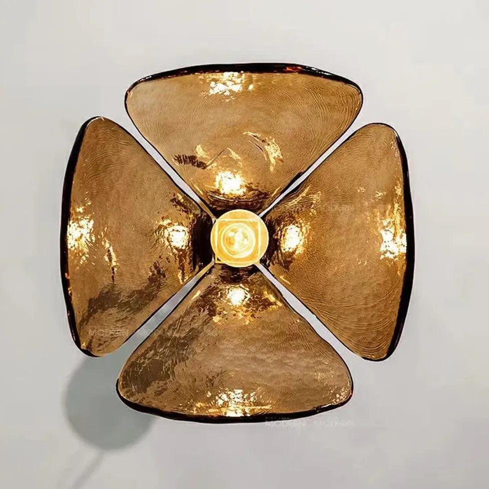 Clover-shaped Amber Glass Vintage Pendant Light - Clowas