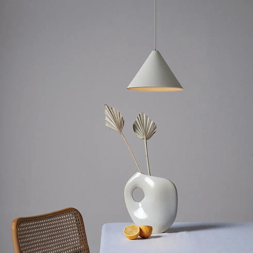 Gray Cone-Shaped Modern Single Pendant Light - Clowas