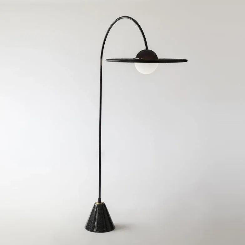 Black Round Shade Arc Floor Lamp - Clowas