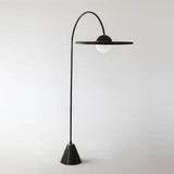 Black Round Shade Arc Floor Lamp - Clowas