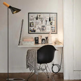 Wooden Cone Black Slim Floor Lamp - Clowas