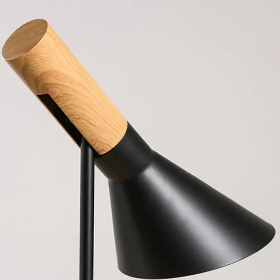 Wooden Cone Black Slim Floor Lamp - Clowas