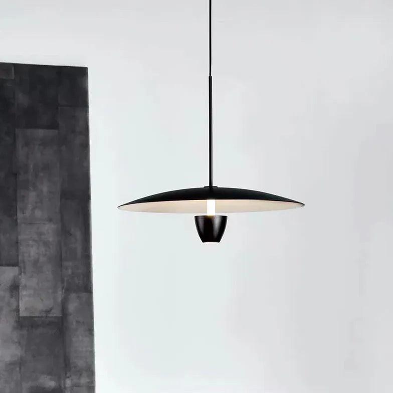Black Disc-Shaped Modern Single-Head Pendant Light - Clowas