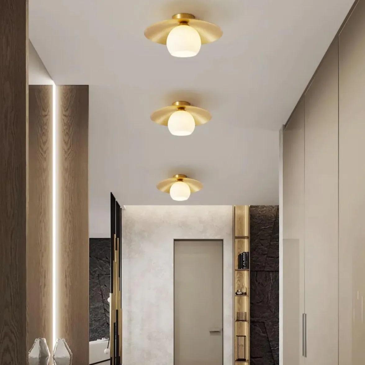 Nordic retro metal and glass flush ceiling light for a characterful living room