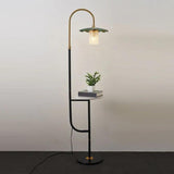 Curved Design with Attached Table Floor Lamp - Clowas