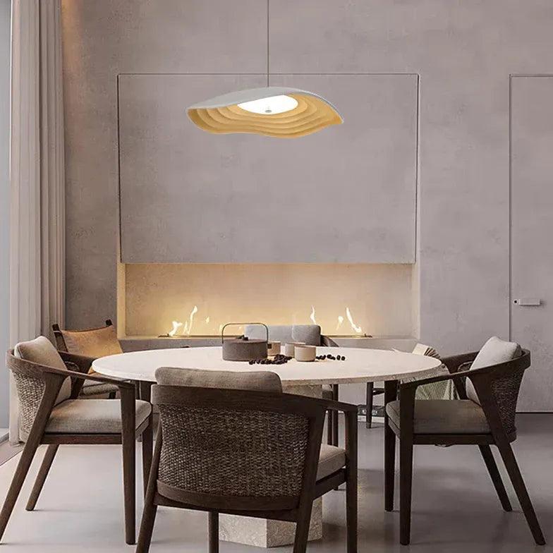 Wavy Lampshade Resin Modern Dining Pendant Light - Clowas