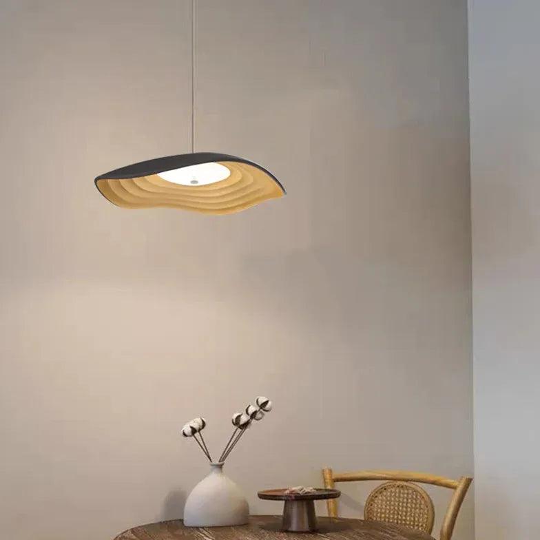 Wavy Lampshade Resin Modern Dining Pendant Light - Clowas