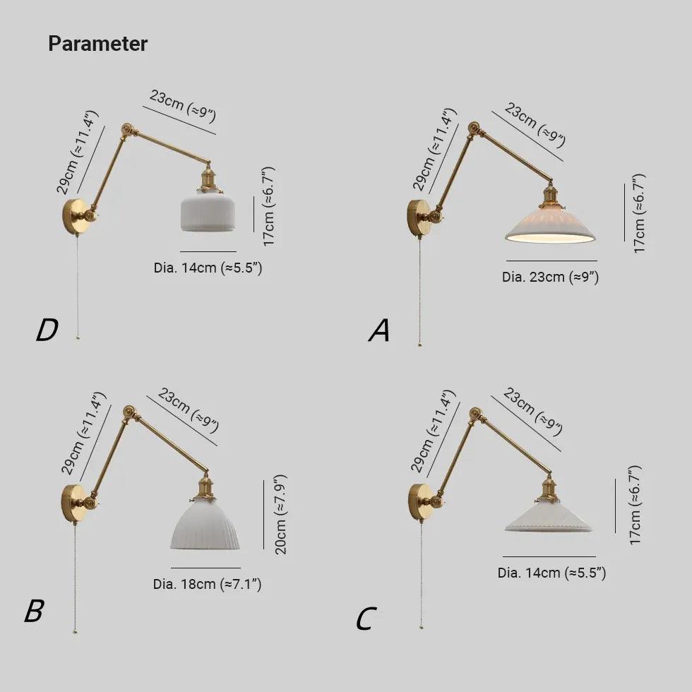 Porcelain Wall Light Brass Vintage - Clowas