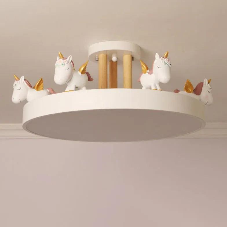 Carousel Horses Bedroom Flush Ceiling Lights - Clowas