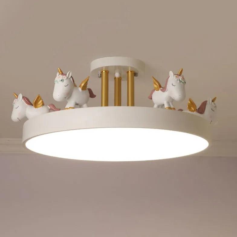 Carousel Horses Bedroom Flush Ceiling Lights - Clowas