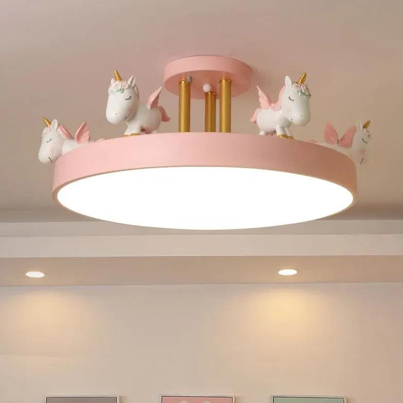 Carousel Horses Bedroom Flush Ceiling Lights - Clowas