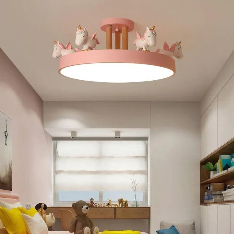 Carousel Horses Bedroom Flush Ceiling Lights - Clowas