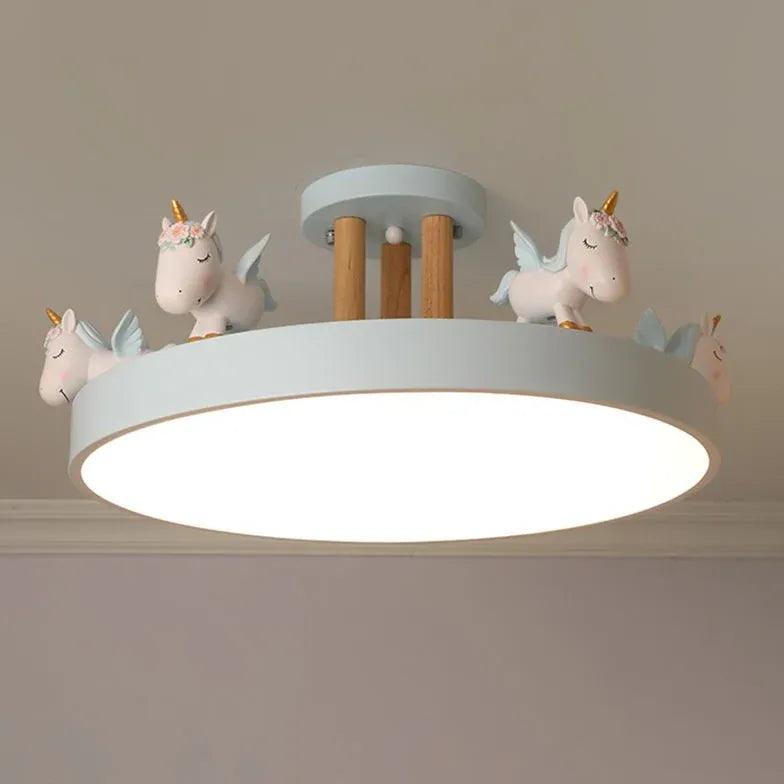 Carousel Horses Bedroom Flush Ceiling Lights - Clowas
