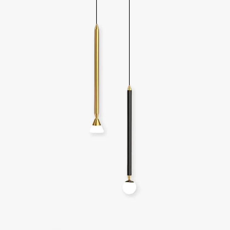 Gold Linear Minimalist Single Head Bedroom Pendant Light - Clowas