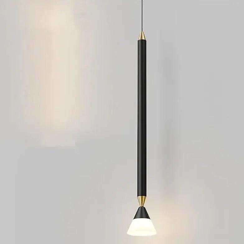 Gold Linear Minimalist Single Head Bedroom Pendant Light - Clowas