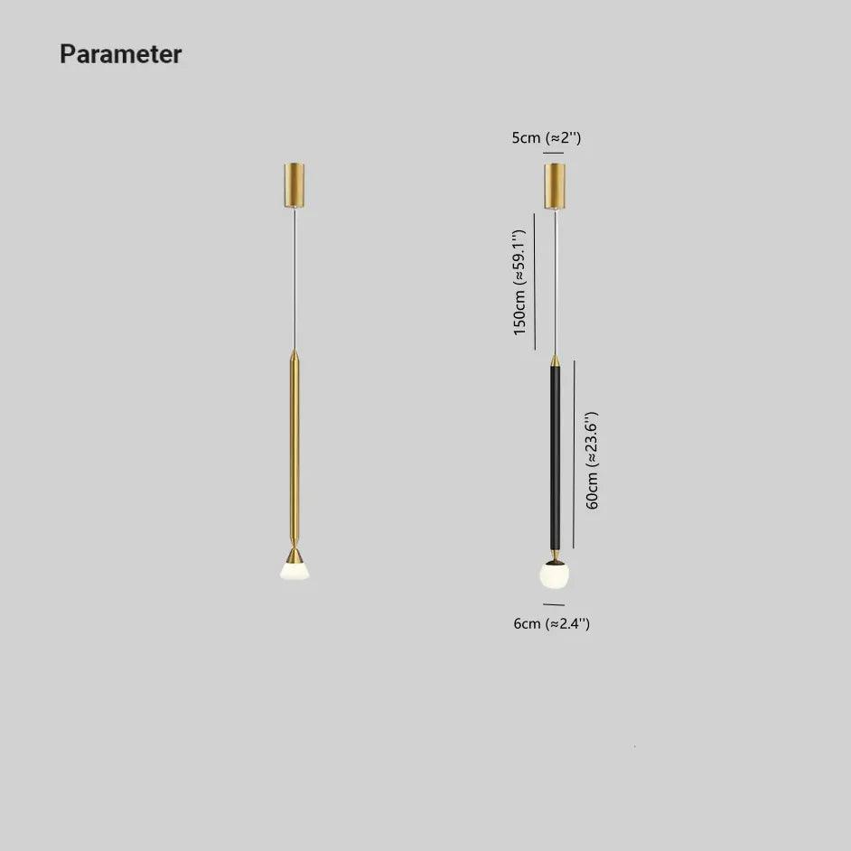 Gold Linear Minimalist Single Head Bedroom Pendant Light - Clowas