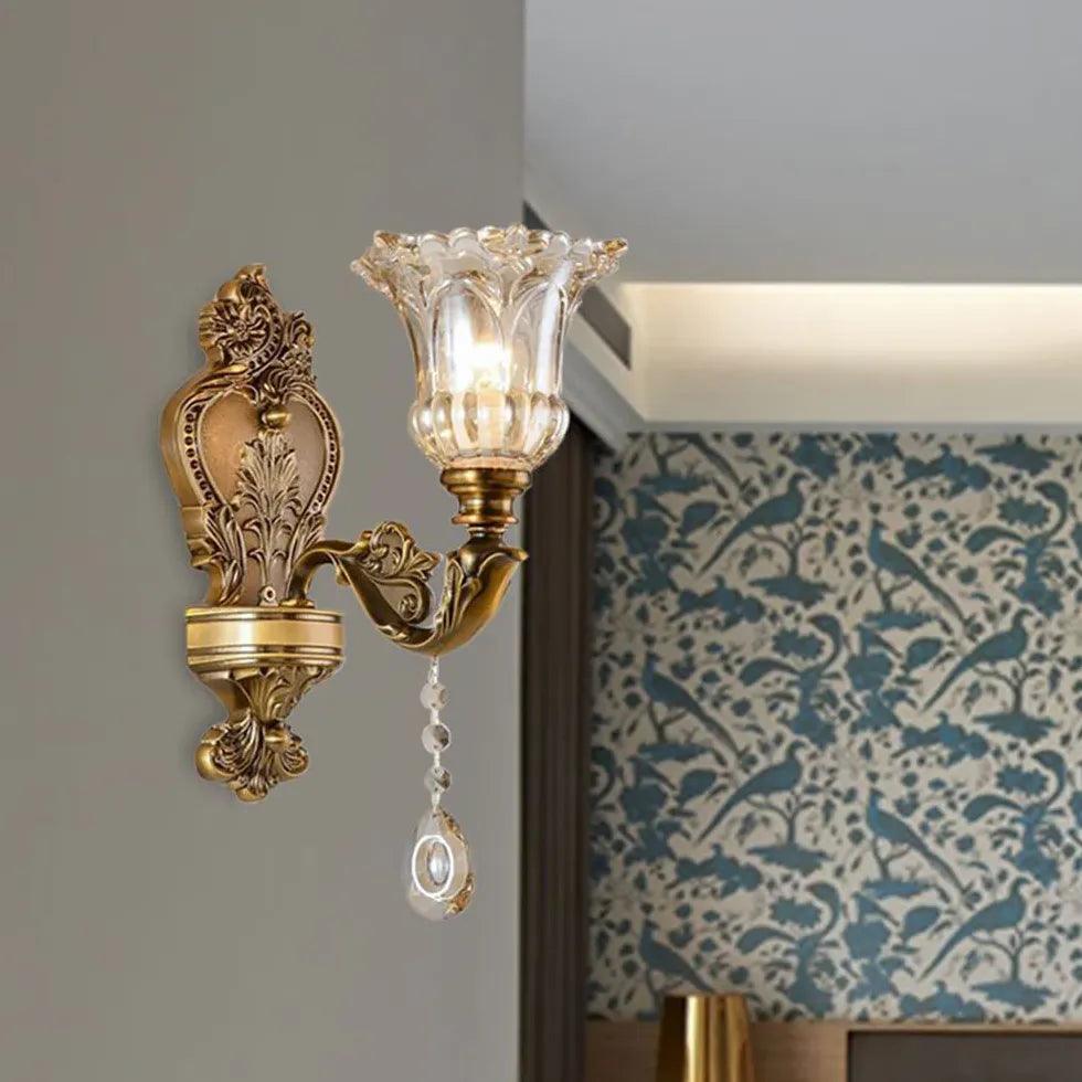 Crystal Glass Brass Wall Light For Hallway