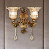 Crystal Glass Brass Wall Light For Hallway