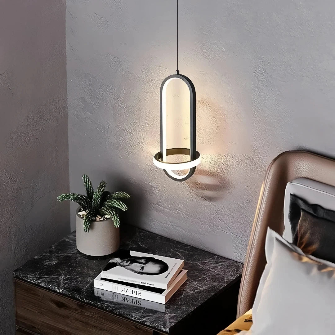 Modern Ellipse Pendant Light Metal Dimmable for Bedside